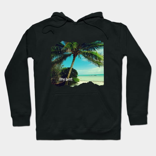 Beautiful photography of Key West Florida blue sky palm tree landscape USA nature lovers Hoodie by BoogieCreates